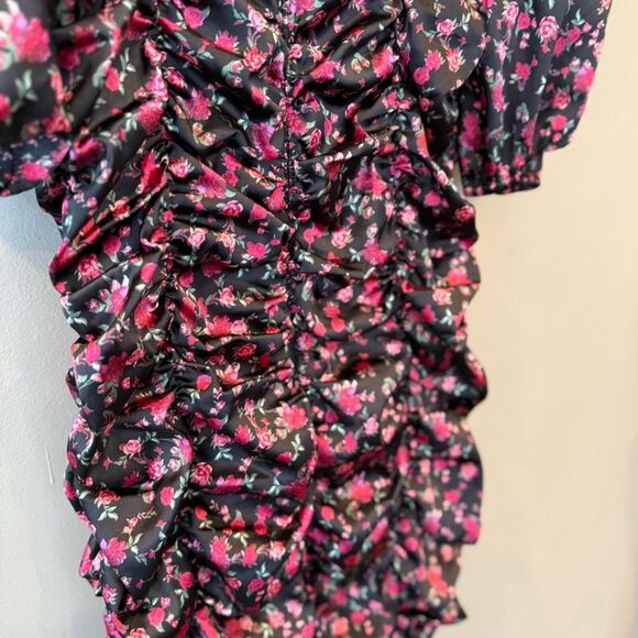 For Love & Lemons Melrose Black Floral Mini Dress L Coquette Sexy Valentines LBD - Picture 7 of 16